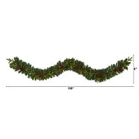 9ft. Pre-Lit Clear LED Mixed Pine, Berry & Pinecone Artificial Christmas Garland