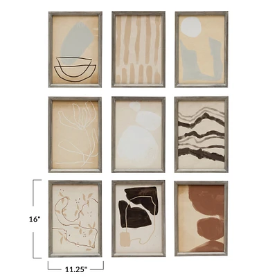 Wood Framed Wall Décor with Abstract Image Set