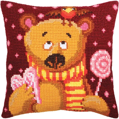 RTO Collection D'Art® Candy Teddy Stamped Needlepoint Cushion Kit