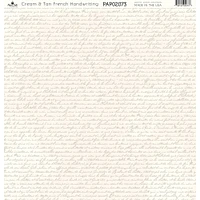 Paper Café Cream & Tan French Writing 12" x 12" Cardstock, 15 Sheets