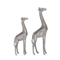 CosmoLiving by Cosmopolitan Silver Polystone Modern Giraffe Sculpture Set