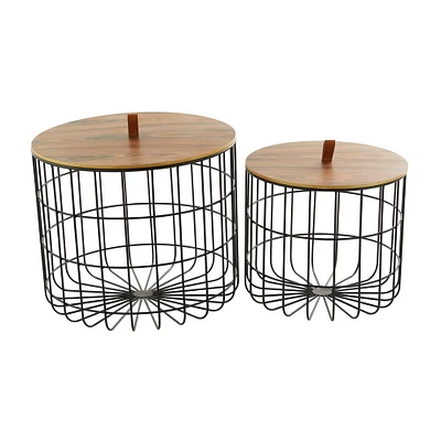 Brown Metal Contemporary Storage Basket Set