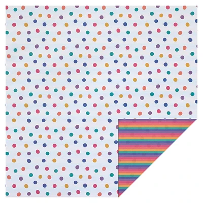 48 Pack: Rainbow Dot Stripe Double-Sided Cardstock Paper by Recollections™, 12" x 12"