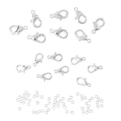 12 Pack: Silver Crimp Beads & Lobster Clasps by Bead Landing™