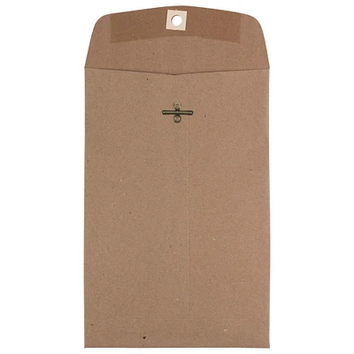 JAM Paper 6" x 9" Brown Kraft Paper Bag Premium Invitation Envelopes with Clasp Closure