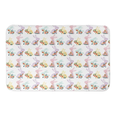 Pastel Floral Rabbits 21" x 34" Bath Mat