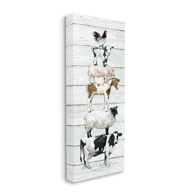 Stupell Industries Country Farm Animal Stack Cow Sheep Pig Rooster Canvas Wall Art