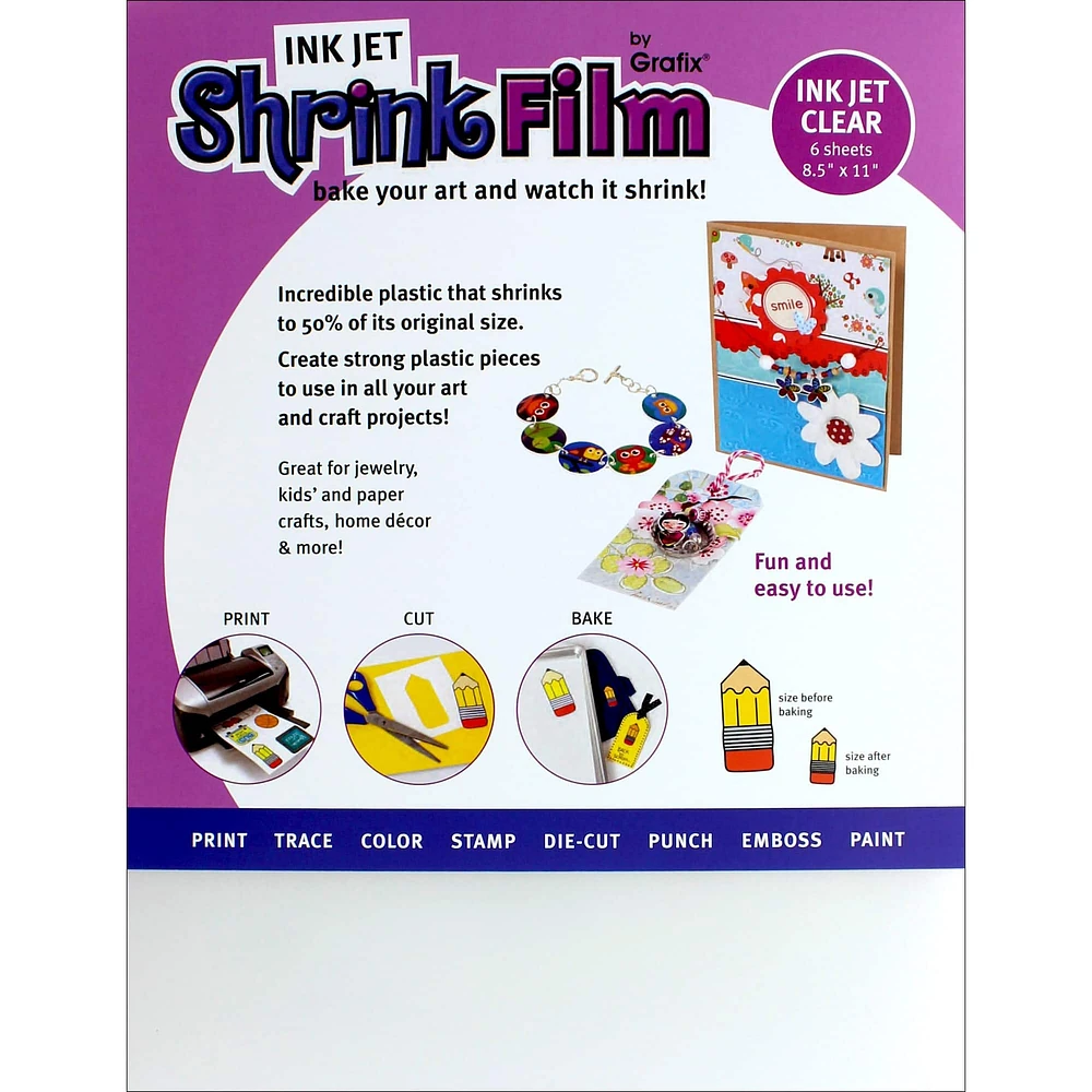 Grafix® 8.5" x 11" Clear Inkjet Shrink Film, 6ct.