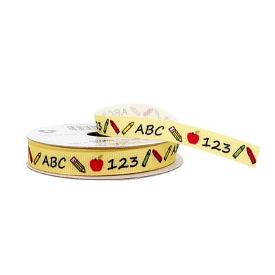 3/8" x 7yd. Grosgrain ABC & 123 Ribbon by Celebrate It™