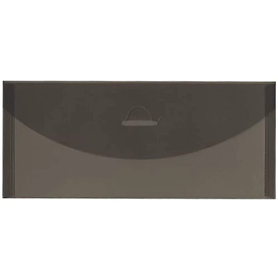 JAM Paper Smoke Gray Plastic Tuck Flap Closure 4.25" x 9.75" Envelopes, 12ct.