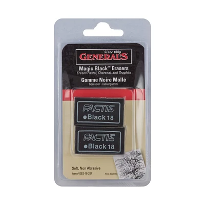 General's® Pencil Factis Magic Black Eraser, 2ct.