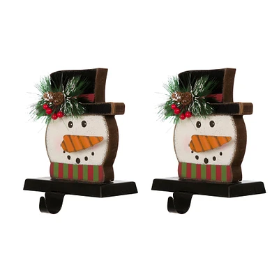 Glitzhome® Snowman Face Stocking Holder Set