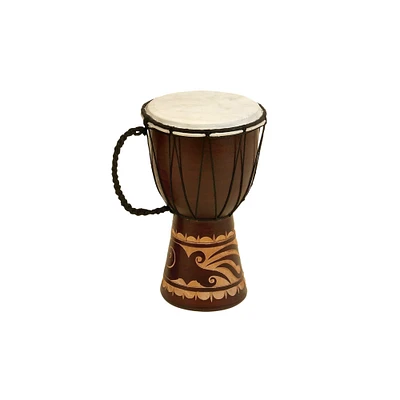 12" Brown Eclectic Mahogany Drum Sculpture