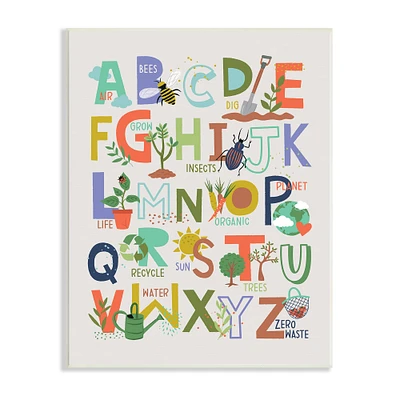 Stupell Industries Children's Whimsical Alphabet Chart Insects Garden Nature Wall Plaque
