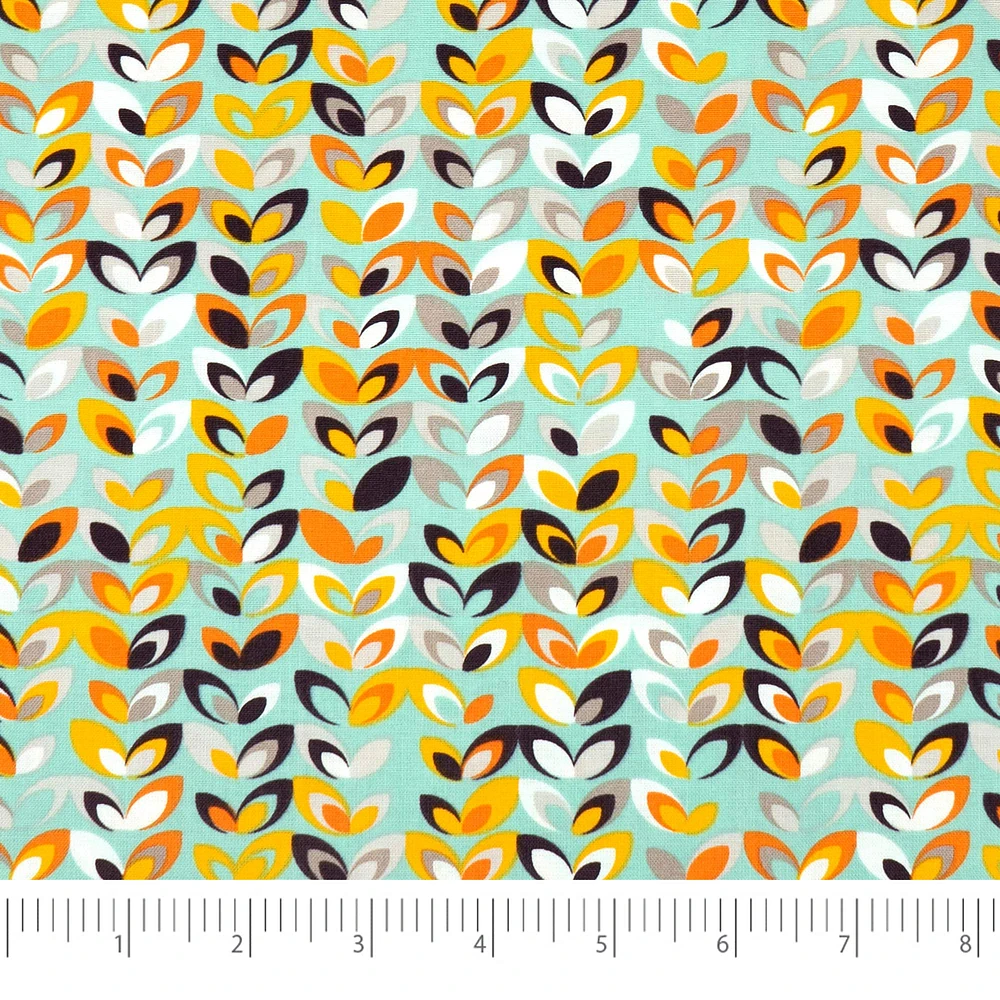 SINGER Retro Aqua Cotton Fabric