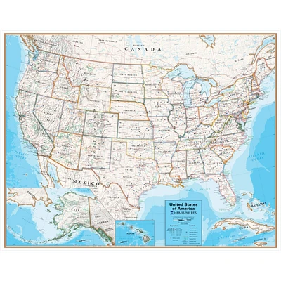 Hemispheres® Contemporary Laminated U.S. Wall Map