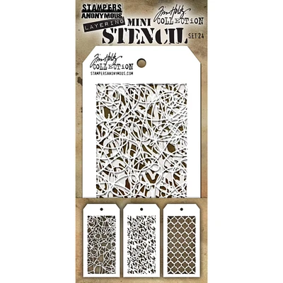 Stampers Anonymous Tim Holtz® Mini #24 Layering Stencil Set