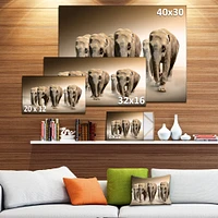 Designart - Walking Herd of Elephants - Animal Canvas Wall Art