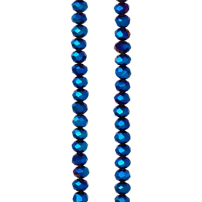 Sapphire Faceted Glass Rondel Beads, 4mm by Bead Landing™