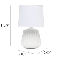 Simple Designs 11.3" Petite Off White Pleated Base Table Lamp