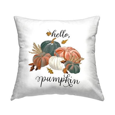 Stupell Industries Hello Pumpkin Autumn Wheat Botanicals Throw Pillow