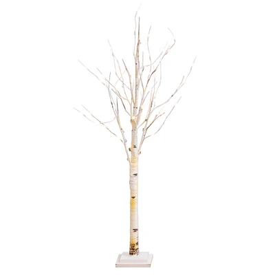 4ft. Pre-Lit Birch Artificial Christmas Tree, Warm White LED Lights