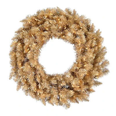 36" Warm White Dura-Lit® LED Gold Fir Wreath