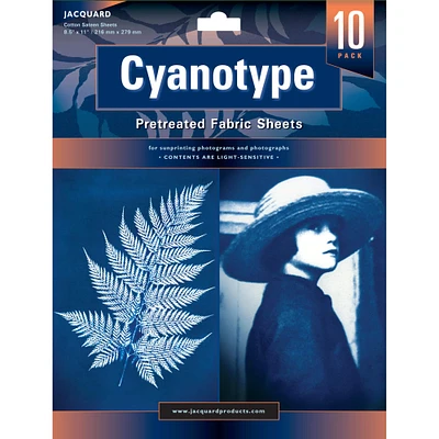 6 Packs: 10 ct. (60 total) Jacquard Cyanotype Pre-Treated Fabric Sheets, 8.5" x 11"