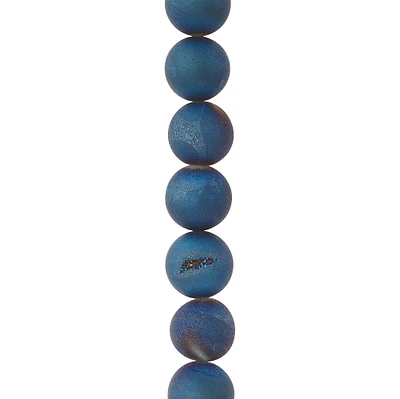 12 Pack:  Blue Druzy Agate Stone Beads, 10mm by Bead Landing™