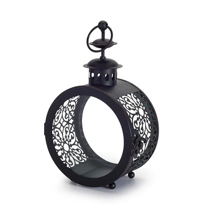 9" Black Iron & Glass Lantern