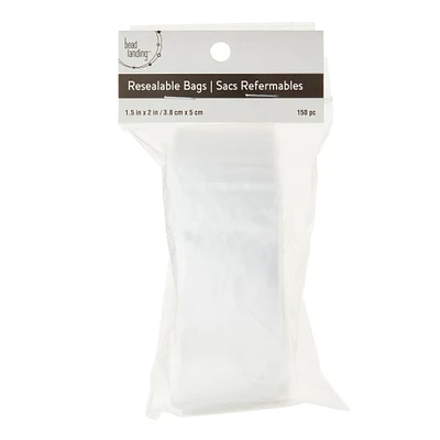 8 Packs: 150 ct. (1,200 total) 1.5" x 2" Resealable Zip Bags by Bead Landing™