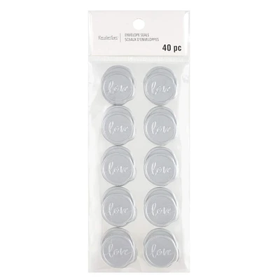 12 Packs: 40 ct. (480 total) Silver Love Faux Wax Envelope Seals by Recollections™