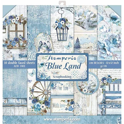 Stamperia Blue Land Double-Sided Paper Pad, 12" x 12"
