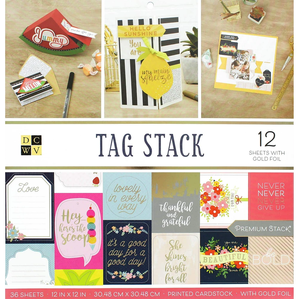 Dcwv® Tag Stack 12" x 12" Cardstock Paper, 36 Sheets