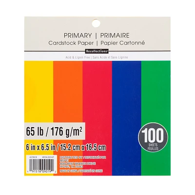 Primary 6" x 6.5" Cardstock Paper by Recollections™, 100 Sheets