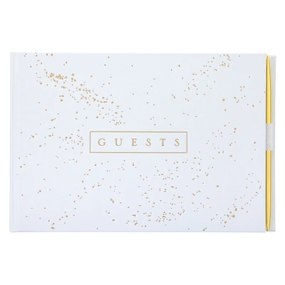 Style Me Pretty Gold & White Guestbook with Pen