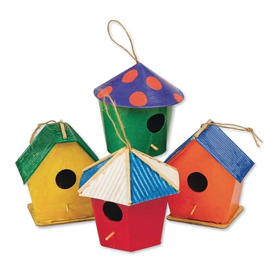 S&S® Worldwide Paper Mache Mini Birdhouses Set