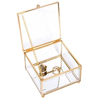 Home Details Vintage Mirrored Bottom Gold Square Keepsake Box