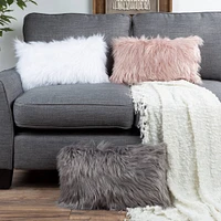 Hastings Home Faux Fur Lumbar Pillow