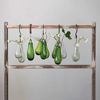 10" Green Hand Blown Glass Hanging Vase