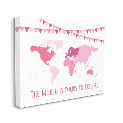 Stupell Industries World Is Yours to Explore Motivational World Map Canvas Wall Art