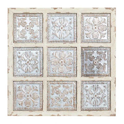 31" White Metal Rustic Floral Wall Décor