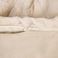 Glitzhome® 18" Cream Faux Fur Elastic Cushion Cover