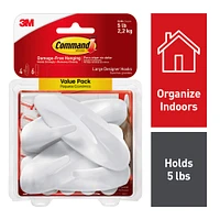 Command™ White Large Designer Hooks Value Pack