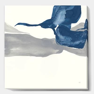 Designart - Gouache Sapphire on Gray IV - Modern & Transitional Canvas Art