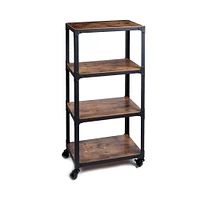 Mind Reader 39.2" Brown & Black 4-Tier Rolling Bar Cart