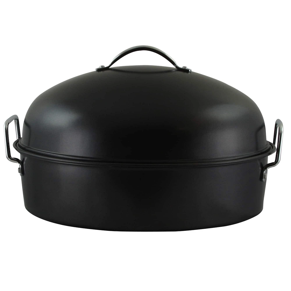 Gibson Home® Kenmar 16'' Black High Dome Oval Roaster Set