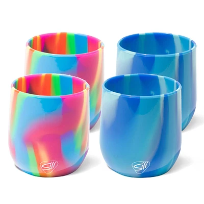 Silipint® 12oz. Hippie Hops & Arctic Sky Silicone Stemless Wine Glasses, 4ct.