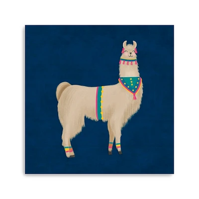 Lovely Llama Jewel Tones III Blue Canvas Giclee