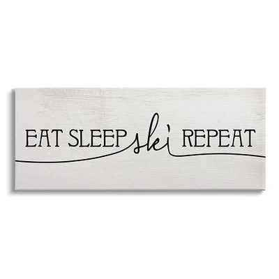 Stupell Industries Eat Sleep Ski Repeat Phrase Rustic Winter Sports Canvas Wall Art